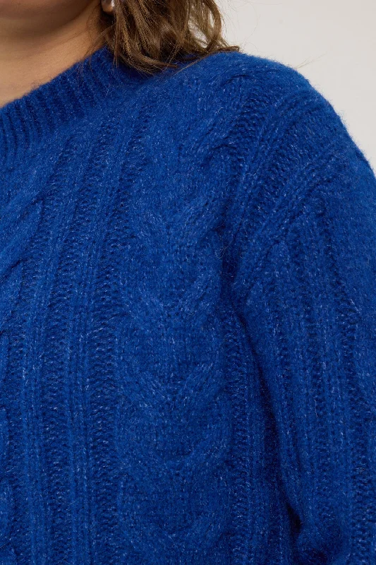 Luck & Trouble Rumi Cable Knit Jumper Cobalt