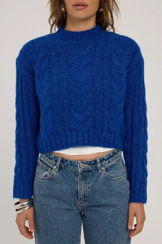 Luck & Trouble Rumi Cable Knit Jumper Cobalt