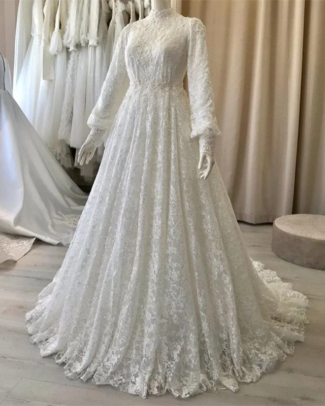 Modest Lace Wedding Dresses Long Sleeve