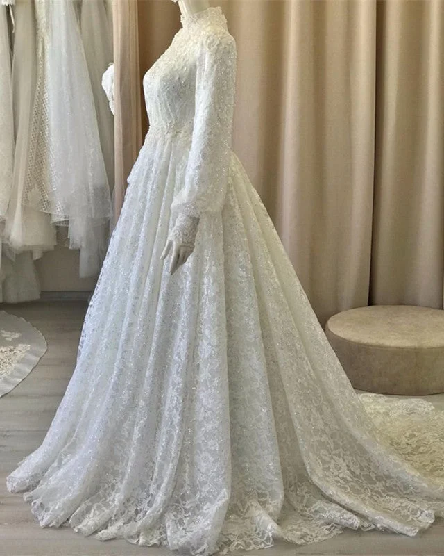 Modest Lace Wedding Dresses Long Sleeve