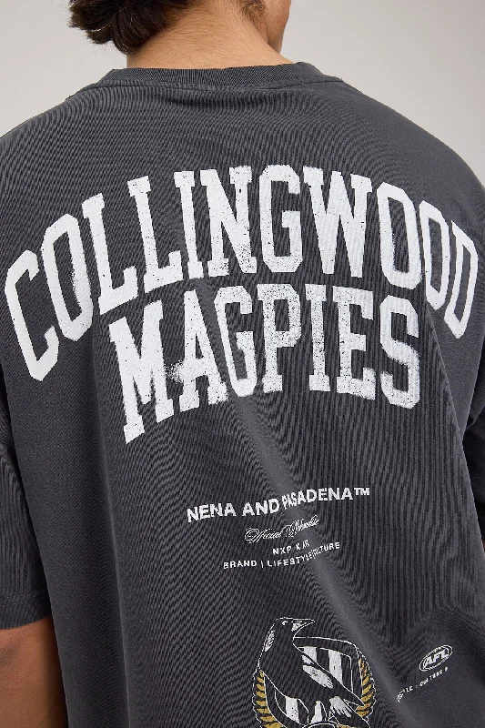 Nena & Pasadena Collingwood Magpies AFL Oversize Tee Pigment Black