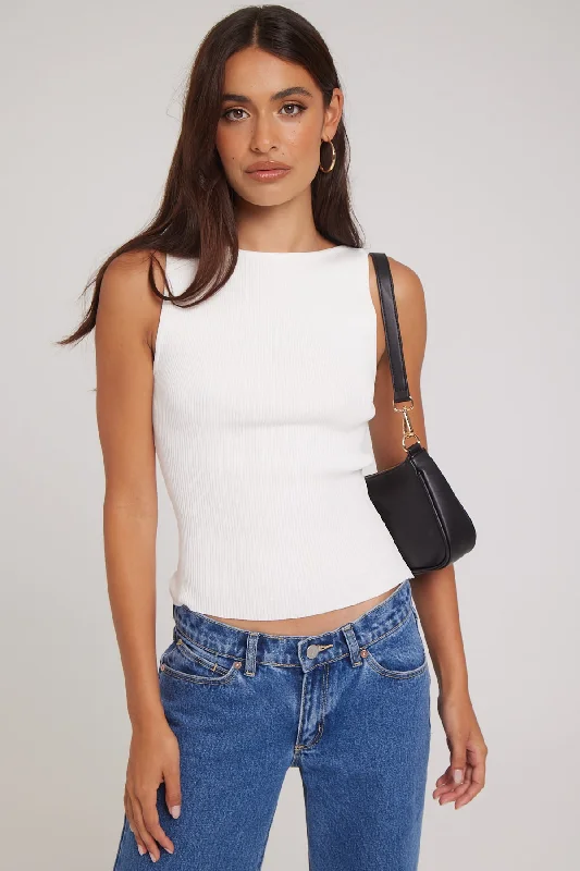 Perfect Stranger High Neck Classic Tank Cream