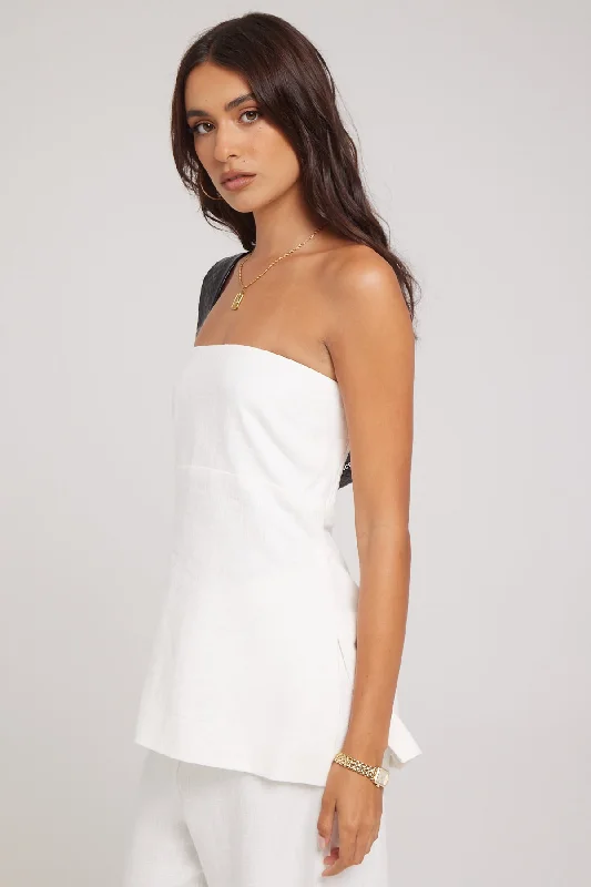 Perfect Stranger MENORCA LINEN STRAPLESS TOP White