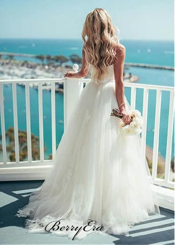 Popular Tulle Spaghetti Straps Wedding Dresses, Newest Wedding Dresses