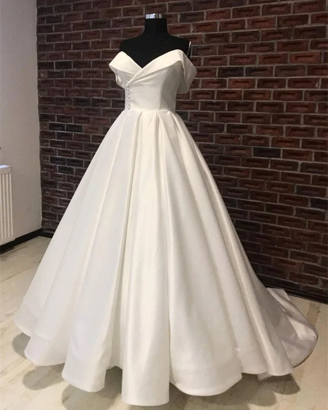 Sleek Wedding Dresses Satin Off Shoulder