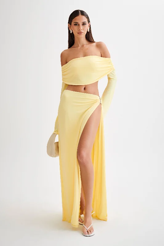 Suri Slinky Maxi Skirt With Silver Hardware - Yellow