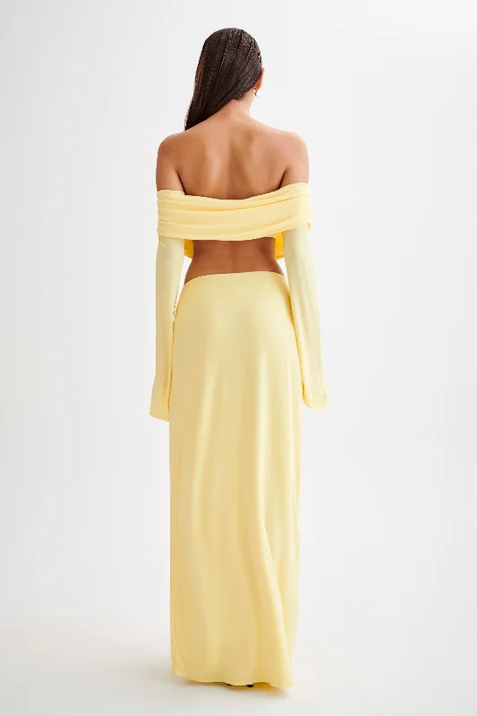 Suri Slinky Maxi Skirt With Silver Hardware - Yellow