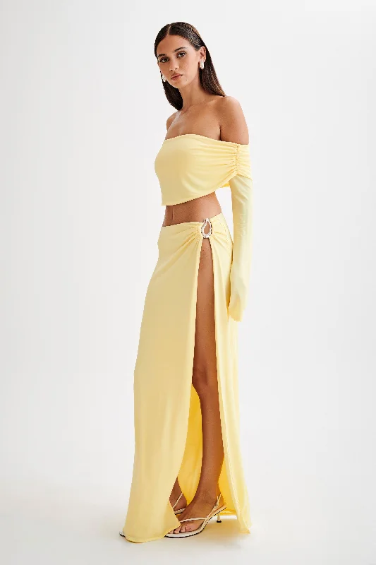 Suri Slinky Maxi Skirt With Silver Hardware - Yellow