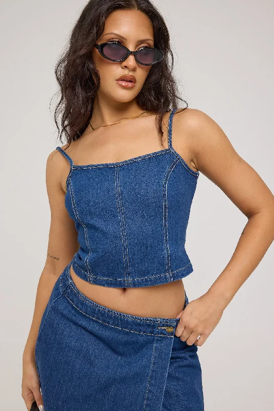 Thrills Rory Denim Top Union Blue