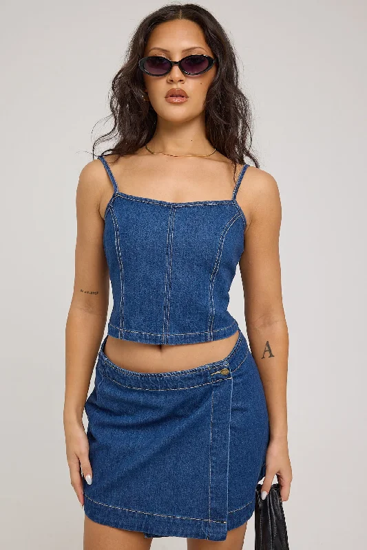 Thrills Rory Denim Top Union Blue