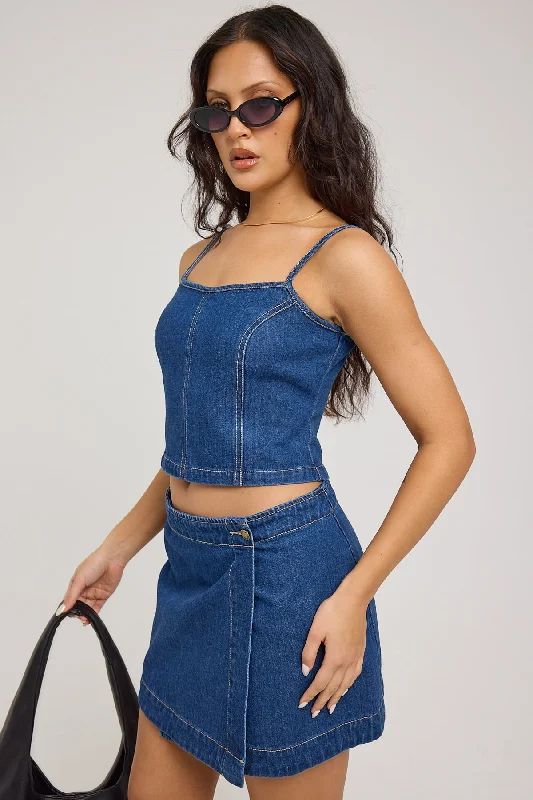 Thrills Rory Denim Top Union Blue