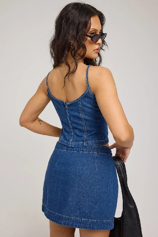 Thrills Rory Denim Top Union Blue