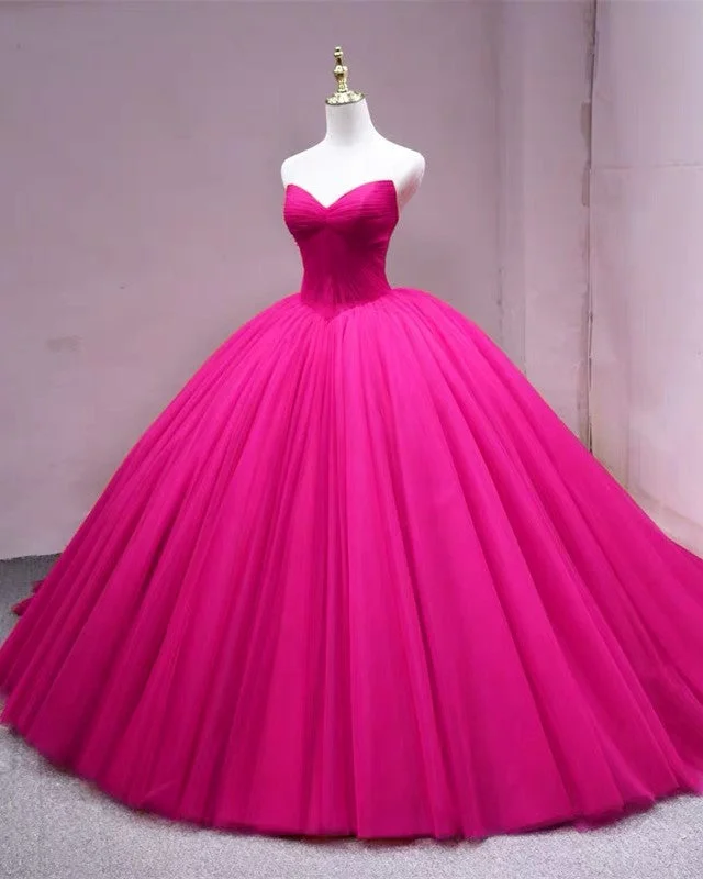 Tulle Corset Ball Gown Quinceanera Dresses Pleated V Neck