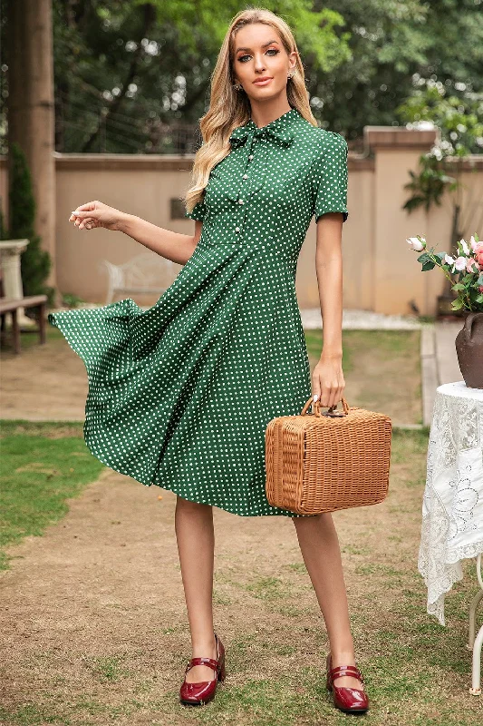 Green Polka Dots Vintage Summer Dress