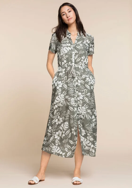 Save More Than Ever!Bianca Jungle Print Midi Shirt Dress, Grey