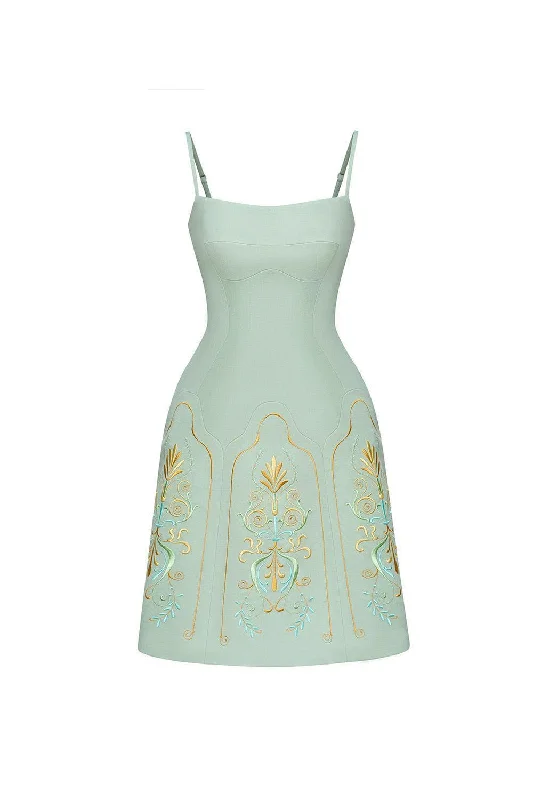 Hurry, Sale Ends Soon!Elizabeth A-line Embroidered Polycotton Knee-length Dress