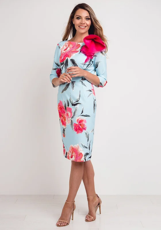 Exclusive Deals Just for You!Herysa Ruffle Trim Floral Pencil Dress, Blue Multi