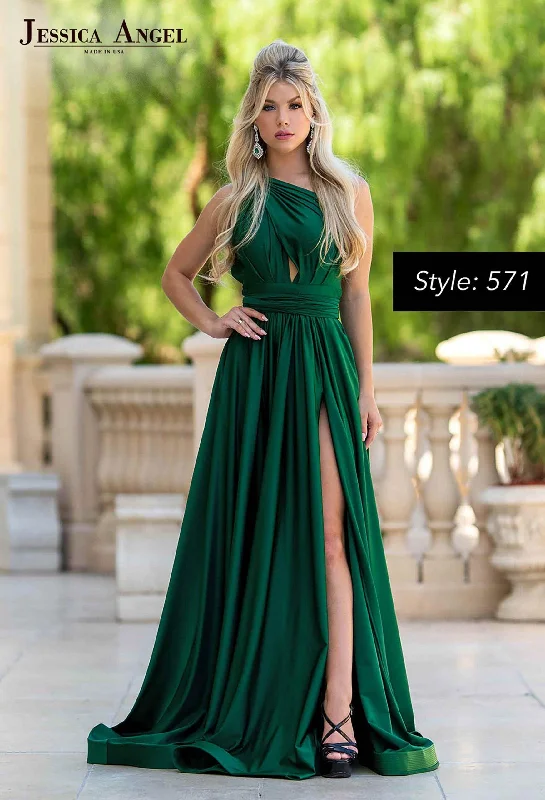 Limited Time Offer!Jessica Angel One Shoulder Long Evening Gown 571