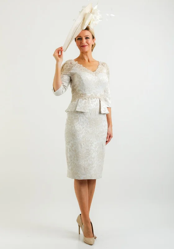 Shop Smart, Save Big!John Charles Lace Trim Jacquard Dress, Champagne
