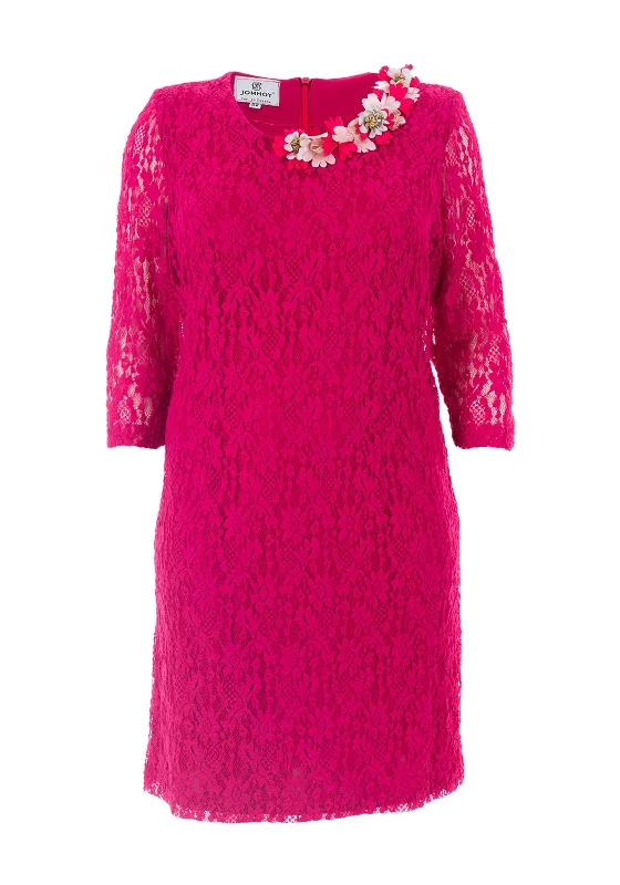 Buy More, Save More!Jomhoy Guadalupe Floral Trim Lace Dress, Hot Pink