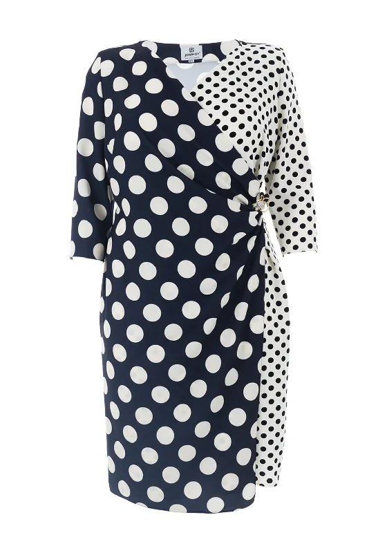 Hurry, Sale Ends Soon!Jomhoy Rocio Polka Dot Wrap Dress, Navy & Cream