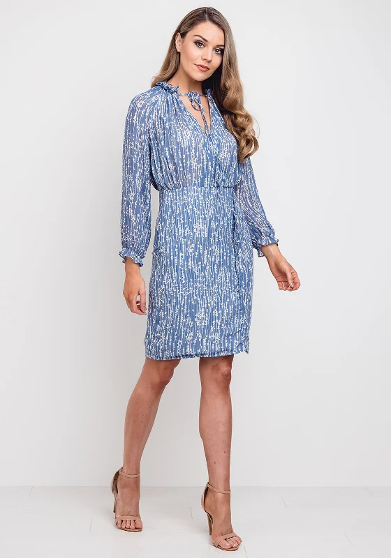 Save More with Every Purchase!Jovonna Blossom Print Wrap Bodice Dress, Blue