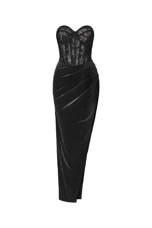 Best Deals Just for You!Kiera Asymmetric Draped Velvet Ankle Length Dress