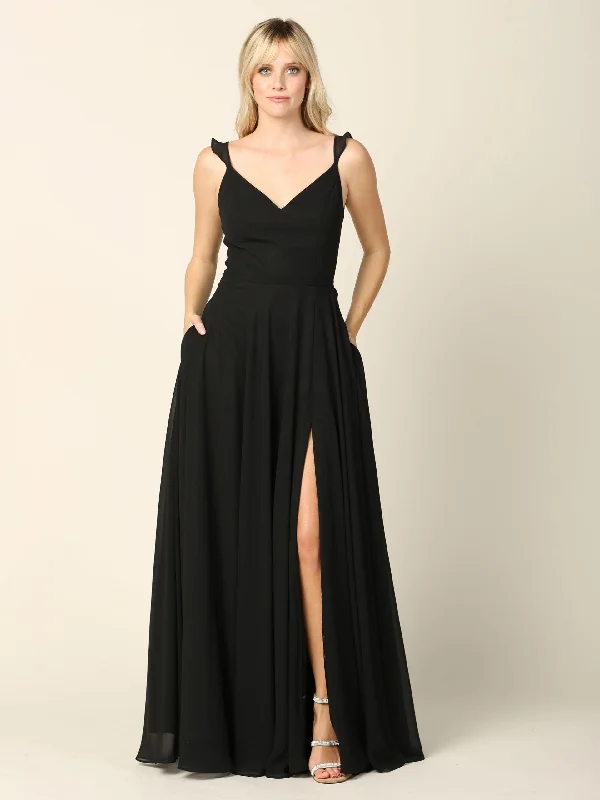 Mega Sale Happening Now!Long Bridesmaids Ruffle Sleeve Chiffon Gown Sale