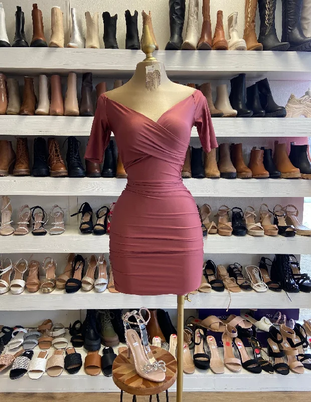Huge Price Cuts Await!Mauve Velvet Mini Dress