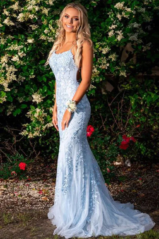 Today’s Deals, Tomorrow’s Regrets!Mermaid Blue Long Prom Dress Backless Evening Dress