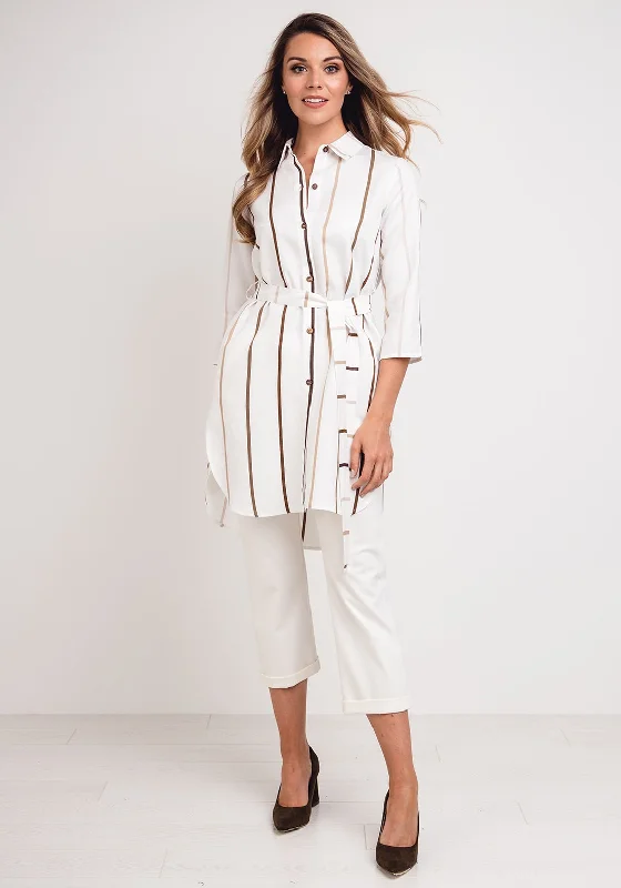 Every Deal is a Steal!Naya Striped Mini Shirt Dress, White
