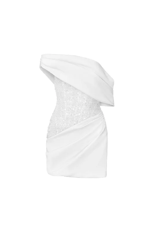 Exclusive Deals Just for You!Octavia Bodycon Diagonal Neck Mesh Sequin Mini Dress