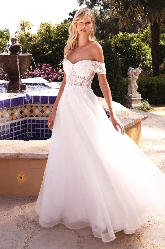 Savings You Can’t Ignore!Cinderella Divine CD961W Off Shoulder Lace Wedding Dress