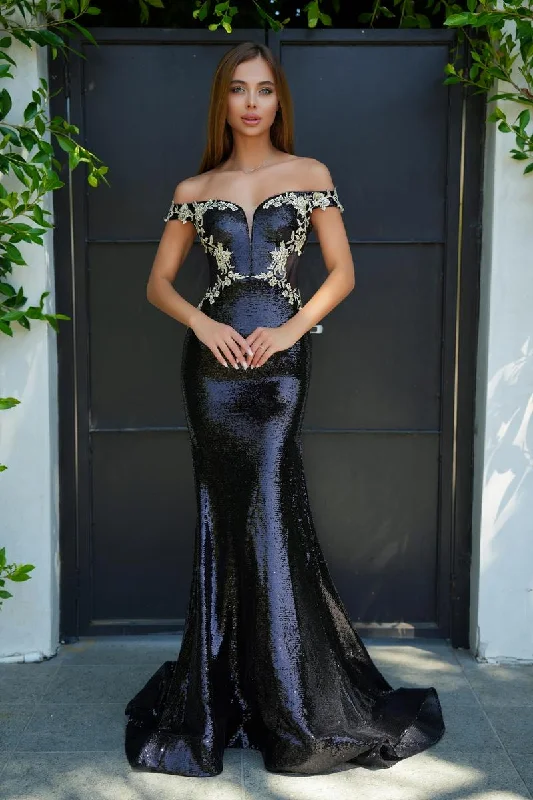 Huge Savings – Act Now!Portia and Scarlett Plunge Sequin Prom Dress PS24521