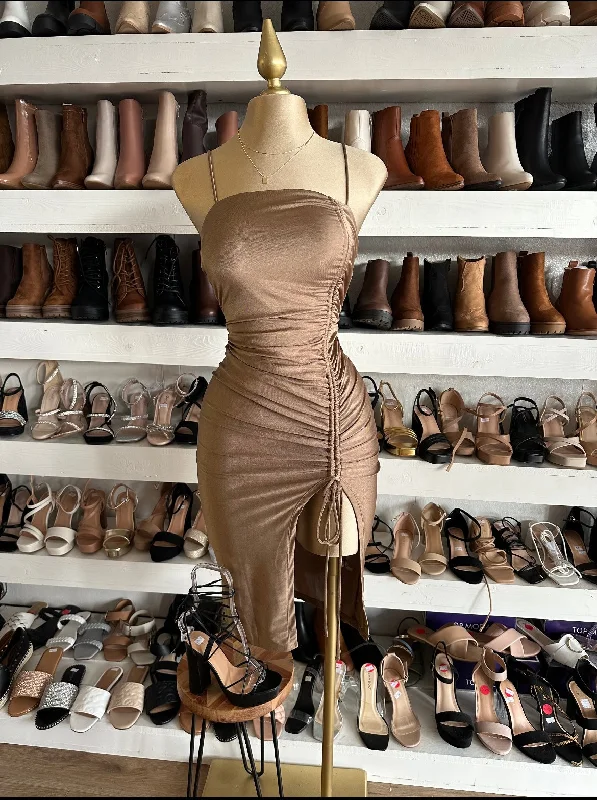 Must-Have Deals Inside!Ruched Midi Slit Dress