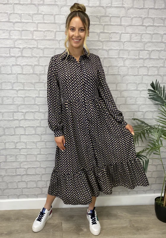 One Day Only – Huge Savings!Seventy1 Printed Midi Shirt Dress, Navy Multi
