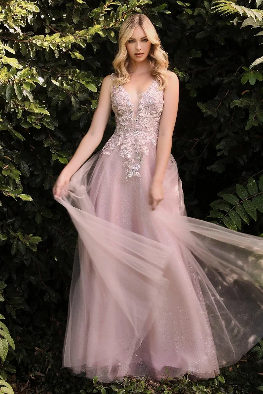 Save Up to 50% Off!Cinderella Divine S409 Sleeveless Lace Applique Formal Long Prom Dress