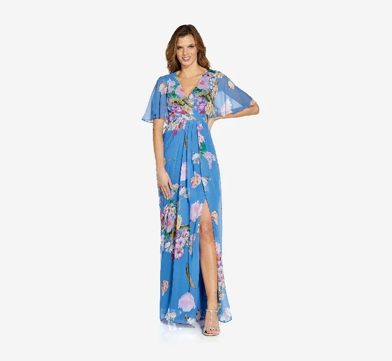 Shop Early, Save Big!Adrianna Papell AP1E207802 Long Floral Chiffon Dress