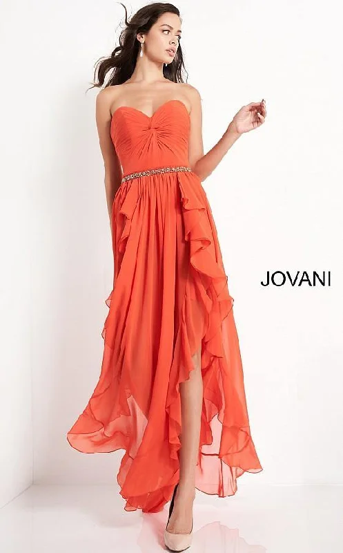 Special Discounts Inside!Jovani 04874 High Low Strapless Prom Chiffon Dress