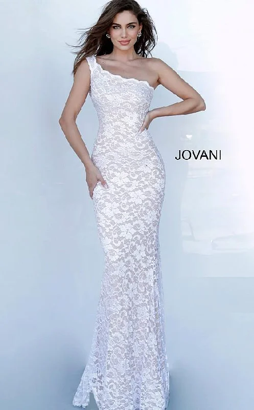 Save Up to 50% Off!Jovani 02169 Lace One Shoulder Prom Dress
