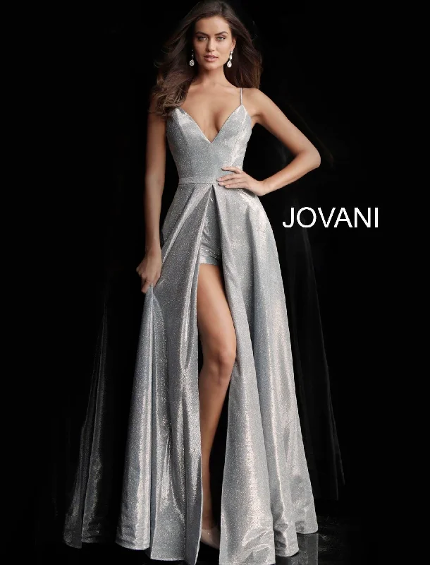 Mega Sale Happening Now!Jovani 66284 Metallic Romper with Overskirt Prom Dress