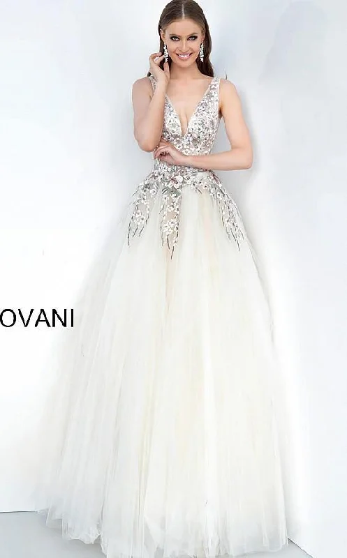 Seasonal Sale – Shop Now!Jovani 1816 Multi Embellished V Neck Prom Ballgown