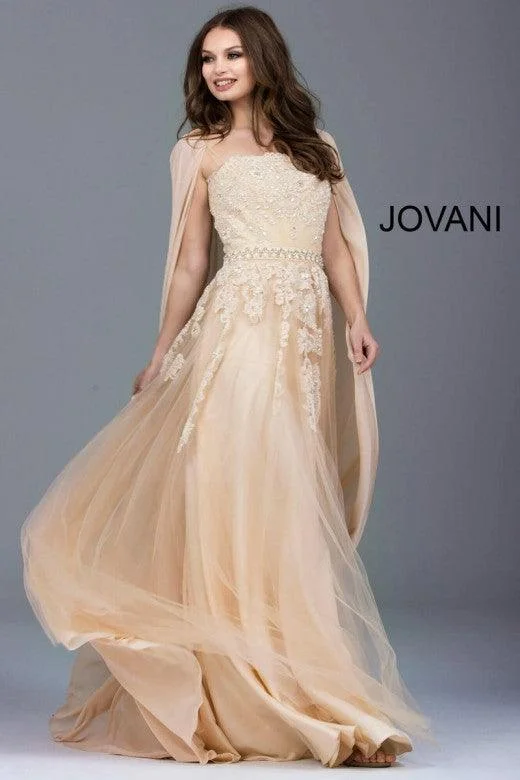 Must-Have Deals Inside!Jovani 50190 Prom Long Strapless Formal Cape Dress