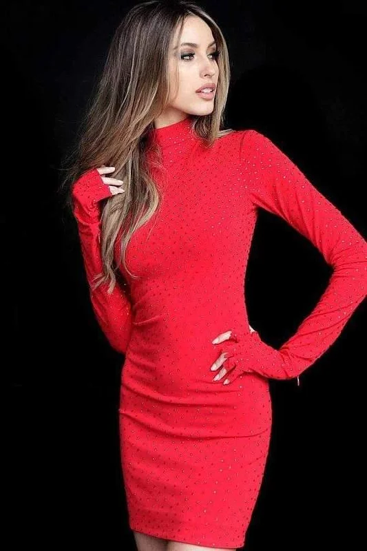 Upgrade for Less!Jovani 3049 Short Formal High Neck Dress