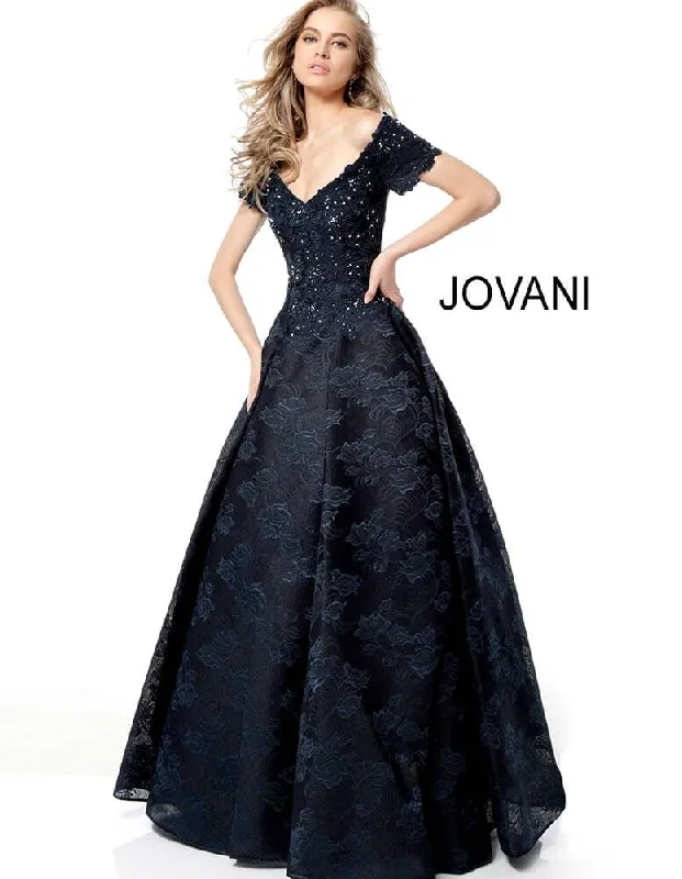 Special Discounts Inside!Jovani 50192 Short Sleeve V Neck Long Evening Dress