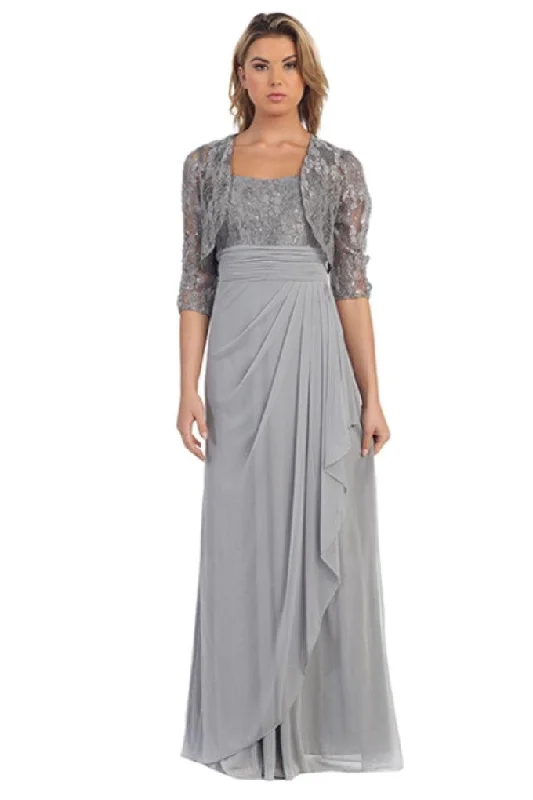 Time to Save Big!Long Mother of the Bride Lace Chiffon Jacket Dress