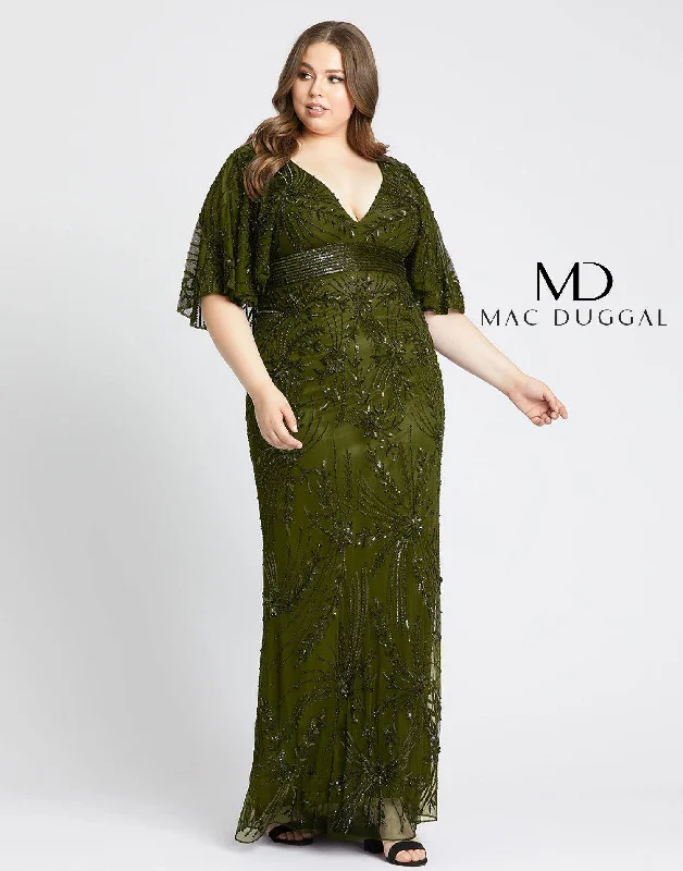 Biggest Sale of the Season!Mac Duggal 5335 Long Plus Size Cape Sleeve Dress Sale