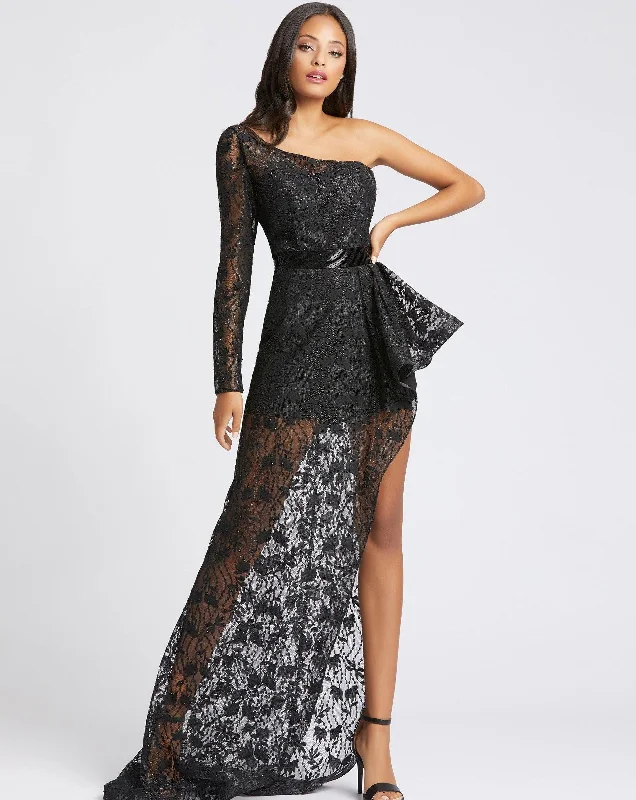 Flash Deals – Act Quickly!Mac Duggal 48897 Long Peplum High Slit Lace Dress