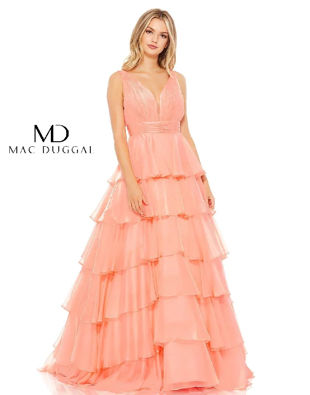 Limited-Time Price Drop!Mac Duggal 67553 Prom Long Sleeveless Tiered Dress