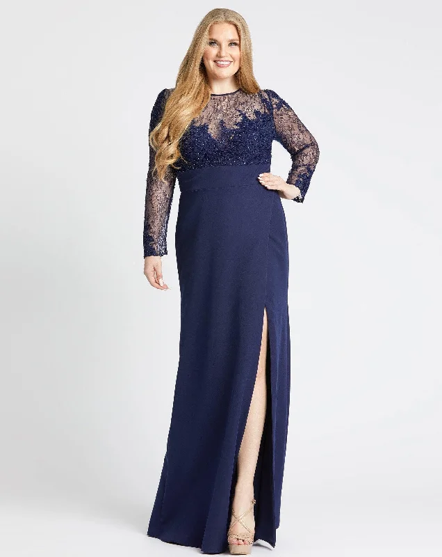 Savings You Can’t Ignore!Mac Duggal 49173 Fabulouss Plus Size Long Lace Gown Sale